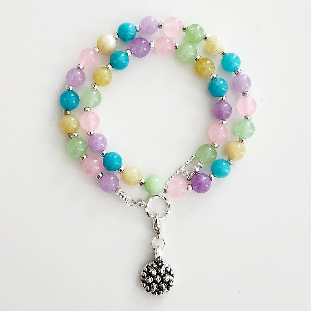 Pretty In Pastel Necklace W 925 Silver Mini Mandala Charm 128$